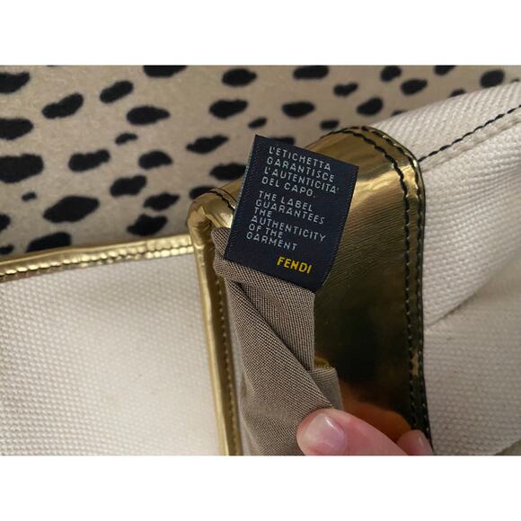 Vintage 00's Fendi Canvas And Gold Patent Leather B. Bag - Picture 8 of 8